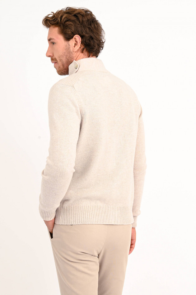 Gran Sasso Strickjacke mit Stehkragen aus Wolle in Beige