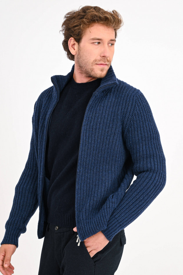 Gran Sasso Strickjacke aus Wollmix in Dunkelblau