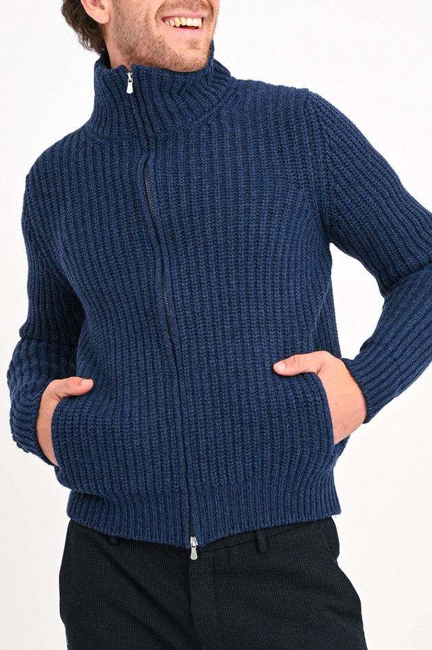 Gran Sasso Strickjacke aus Wollmix in Dunkelblau