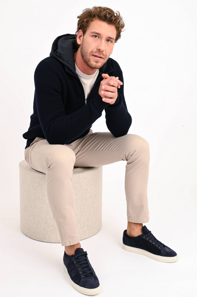 Gran Sasso Strickjacke mit abnehmbarer Kapuze in Navy