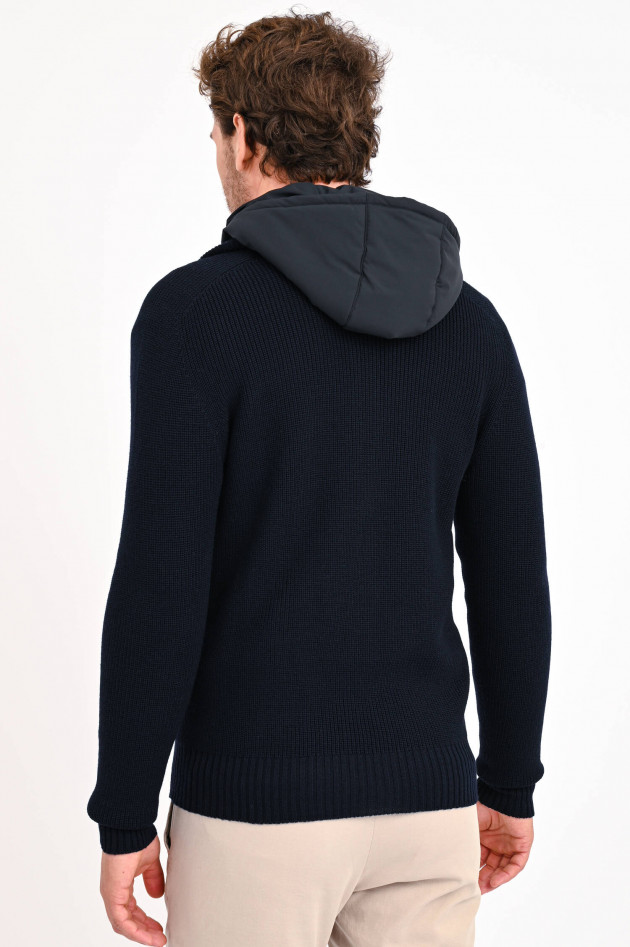 Gran Sasso Strickjacke mit abnehmbarer Kapuze in Navy