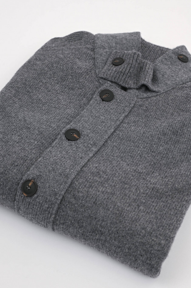 Gran Sasso Strickjacke aus Schurwolle in Grau meliert
