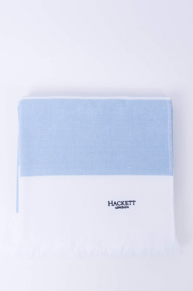 Hackett London Badetuch in Weiß/Hellblau gestreift