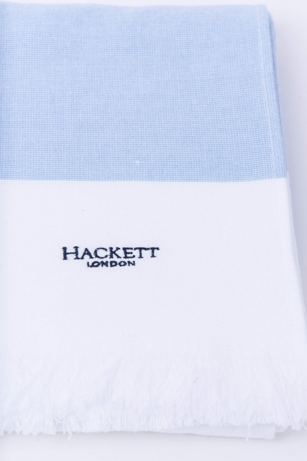 Hackett London Badetuch in Weiß/Hellblau gestreift