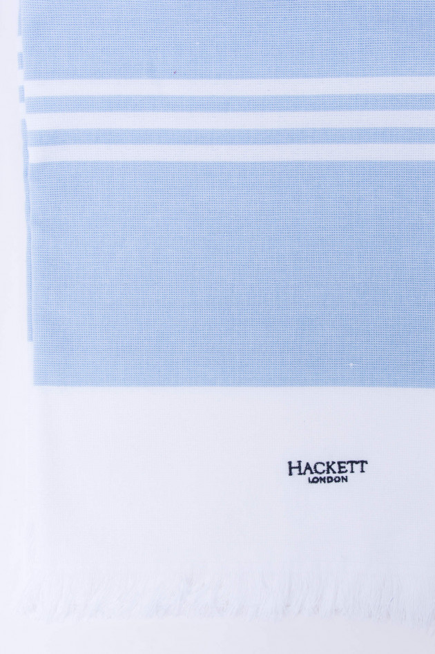 Hackett London Badetuch in Weiß/Hellblau gestreift