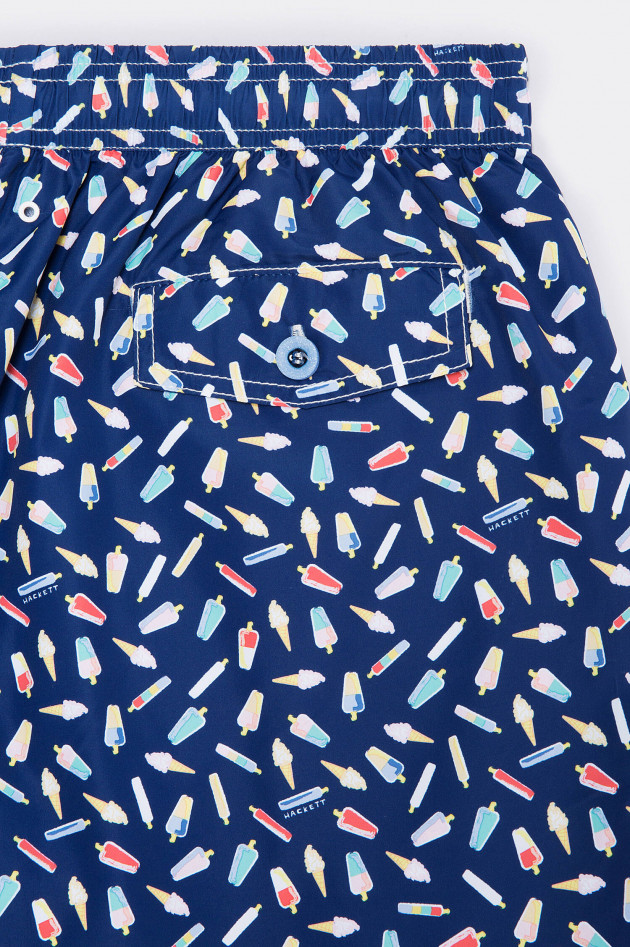 Hackett London Badehose mit Eis-Print in Navy/Multicolor