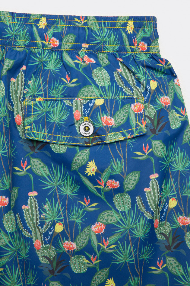 Hackett London Badehosem mit Kakteen-Print in Blau/Grün