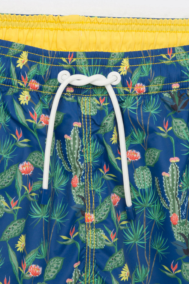 Hackett London Badehosem mit Kakteen-Print in Blau/Grün