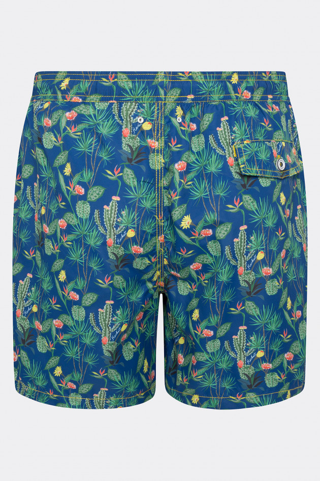 Hackett London Badehosem mit Kakteen-Print in Blau/Grün