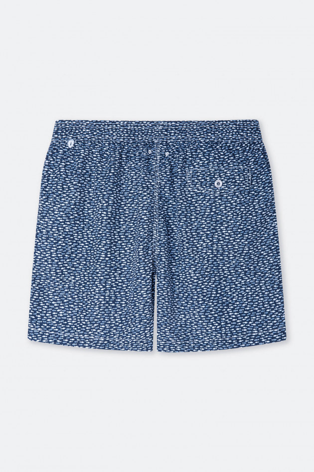 Hackett London Nachhaltige Badeshorts mit Print in Navy/Weiß