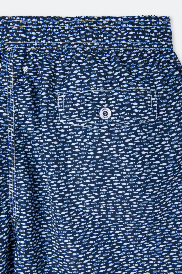 Hackett London Nachhaltige Badeshorts mit Print in Navy/Weiß