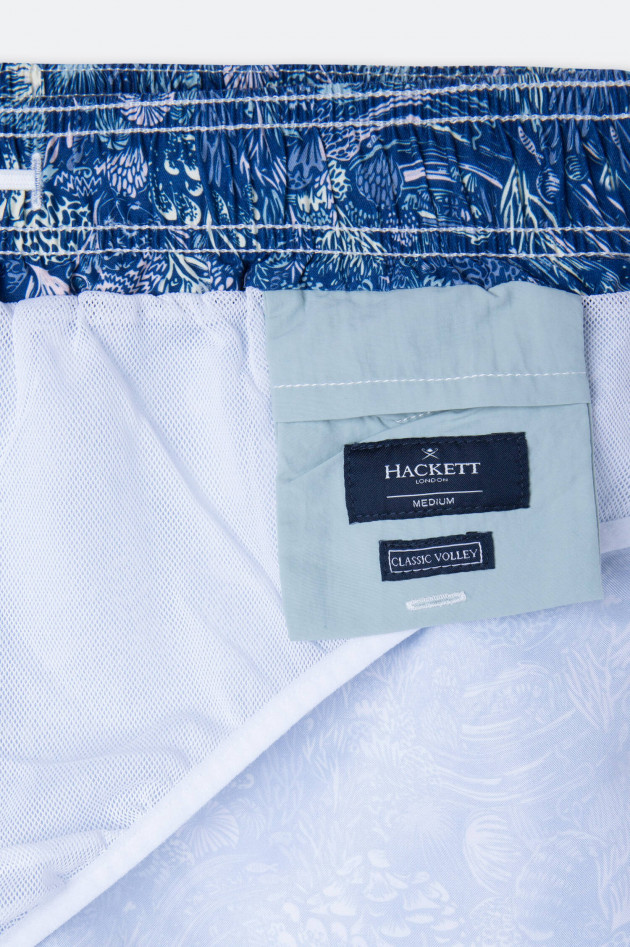 Hackett London Nachhaltige Badeshorts mit Print in Blau