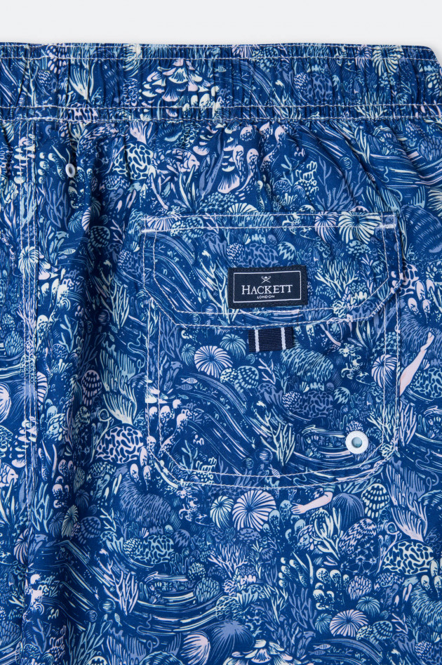 Hackett London Nachhaltige Badeshorts mit Print in Blau