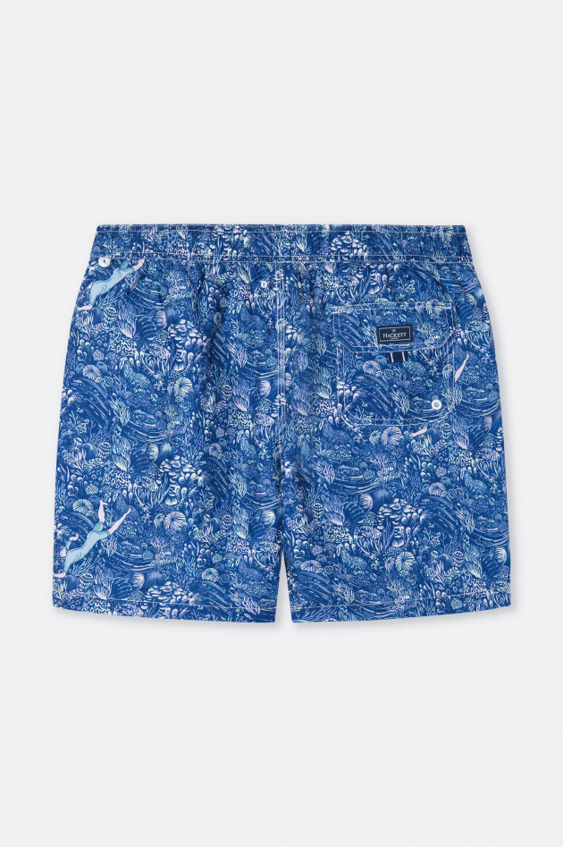 Hackett London Nachhaltige Badeshorts mit Print in Blau