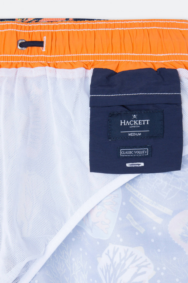 Hackett London Nachhaltige Badeshorts mit Print in Navy