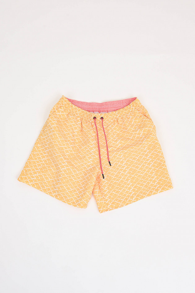 Hackett London Badeshorts mit Print in Gelb/Weiß