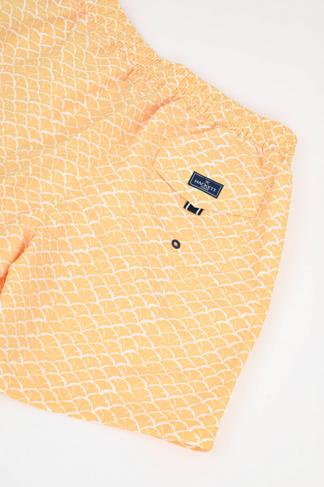 Hackett London Badeshorts mit Print in Gelb/Weiß