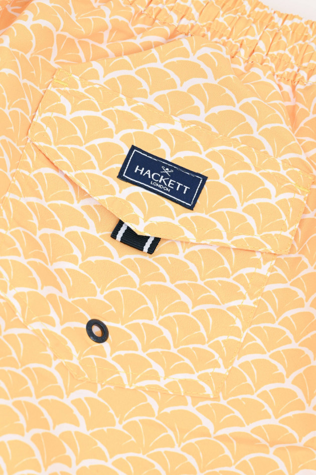 Hackett London Badeshorts mit Print in Gelb/Weiß