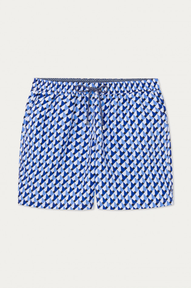 Hackett London Badeshorts mit Print in Navy/Weiß