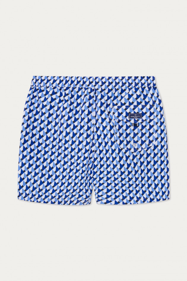 Hackett London Badeshorts mit Print in Navy/Weiß