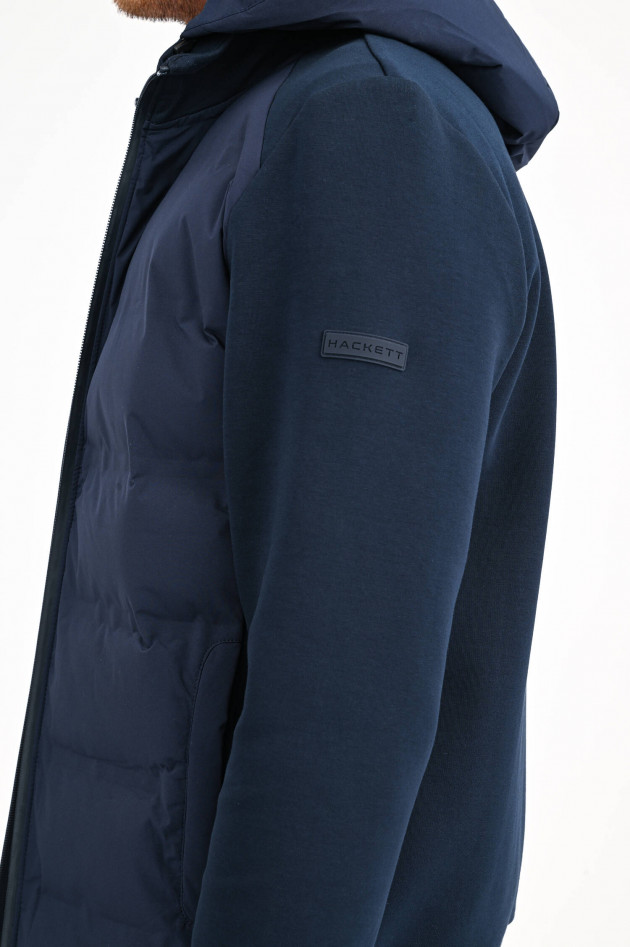 Hackett London Hoodie mit Stepp-Einsatz in Navy