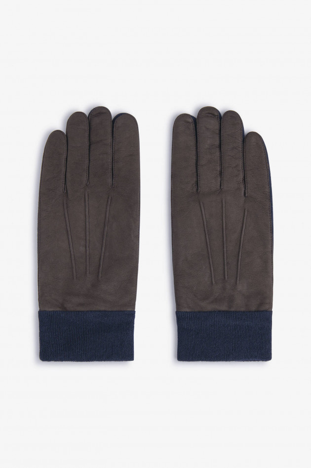 Hackett London Handschuhe aus Lammleder in Braun/Navy