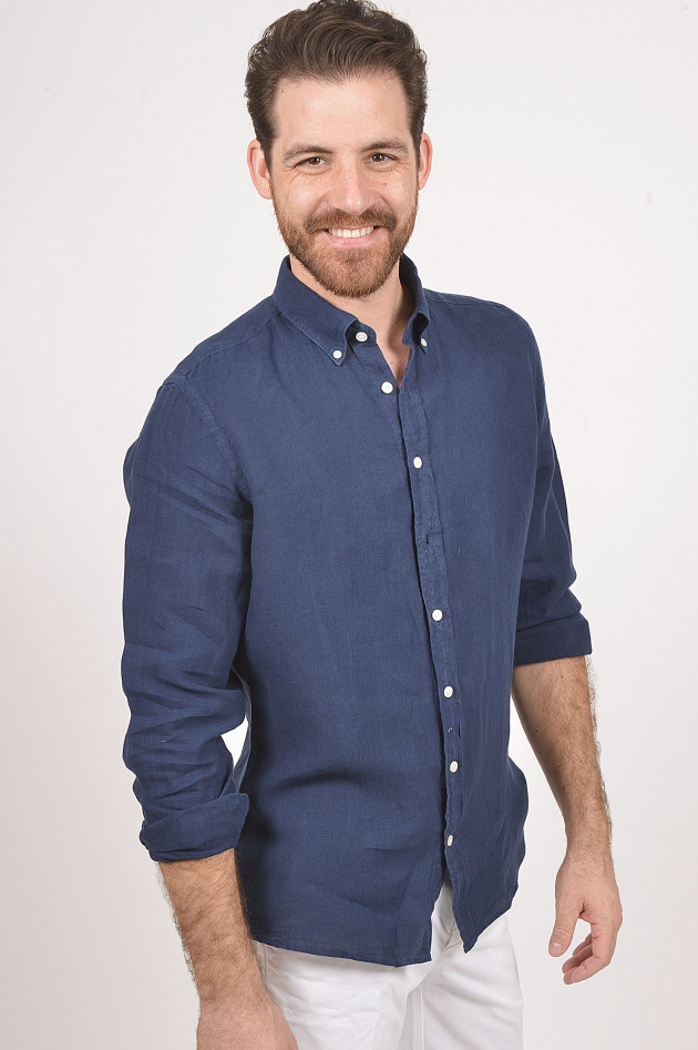 Hackett London Hemd aus Leinen in Navy