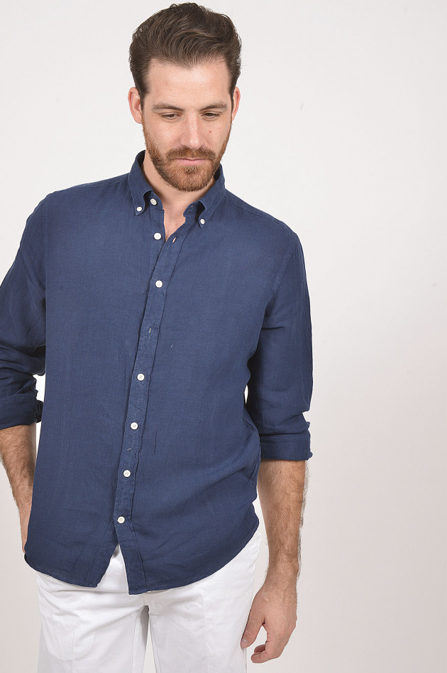 Hackett London Hemd aus Leinen in Navy