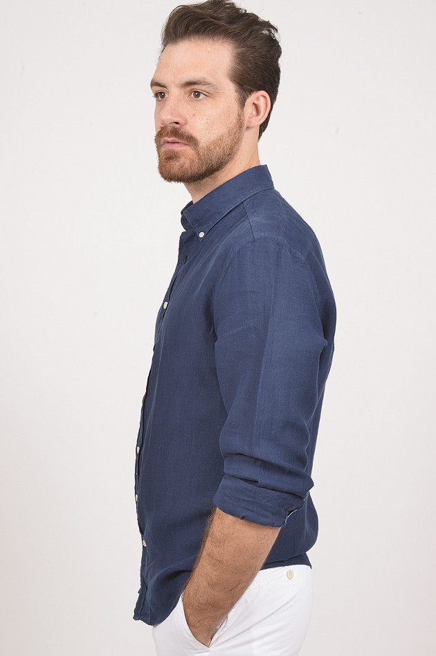 Hackett London Hemd aus Leinen in Navy