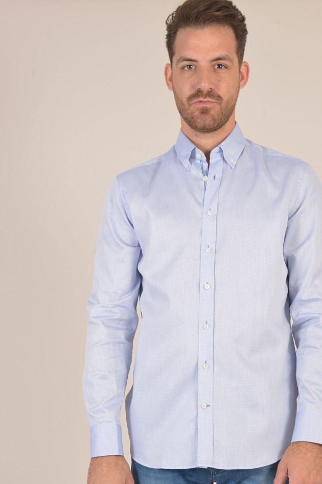 Hackett London Hemd aus Baumwolle in Hellblau gemustert