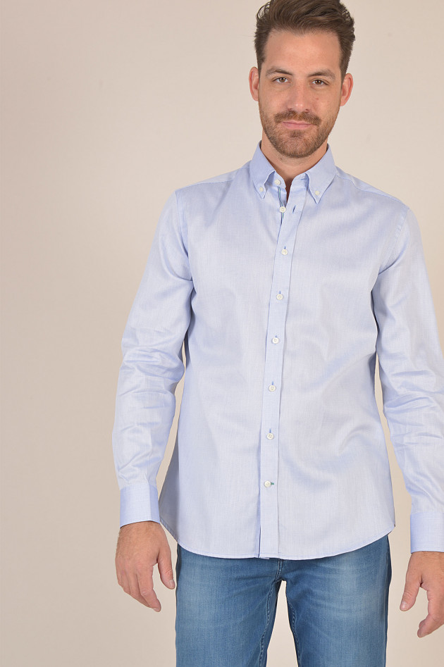 Hackett London Hemd aus Baumwolle in Hellblau gemustert