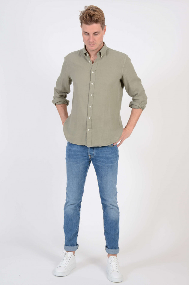 Hackett London Leinenhemd in Oliv