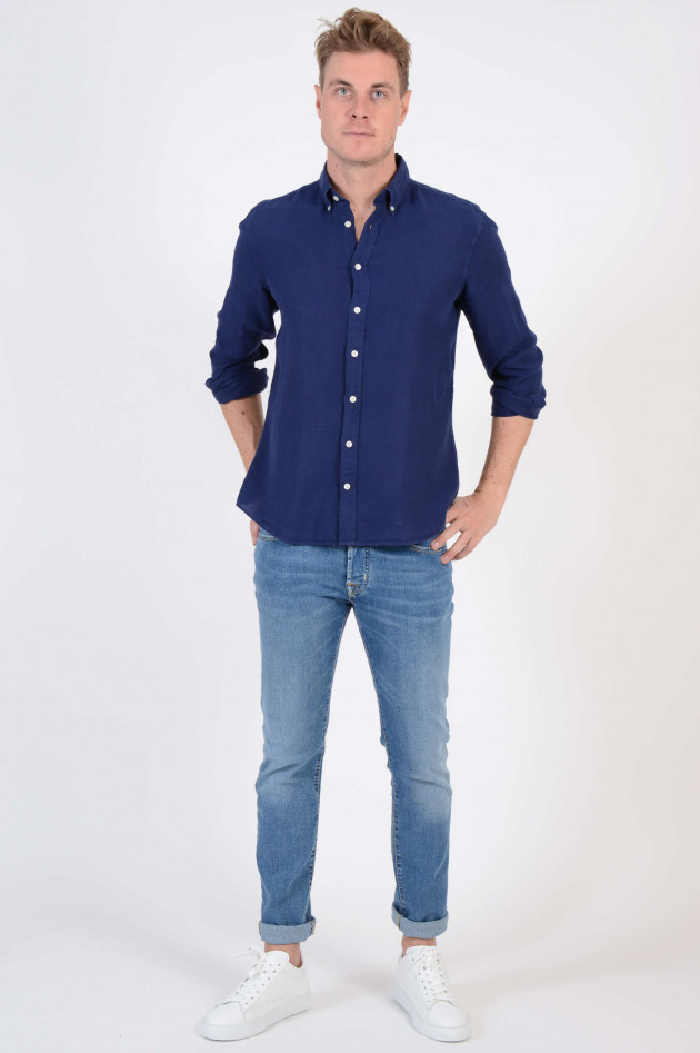 Hackett London Leinenhemd in Navy