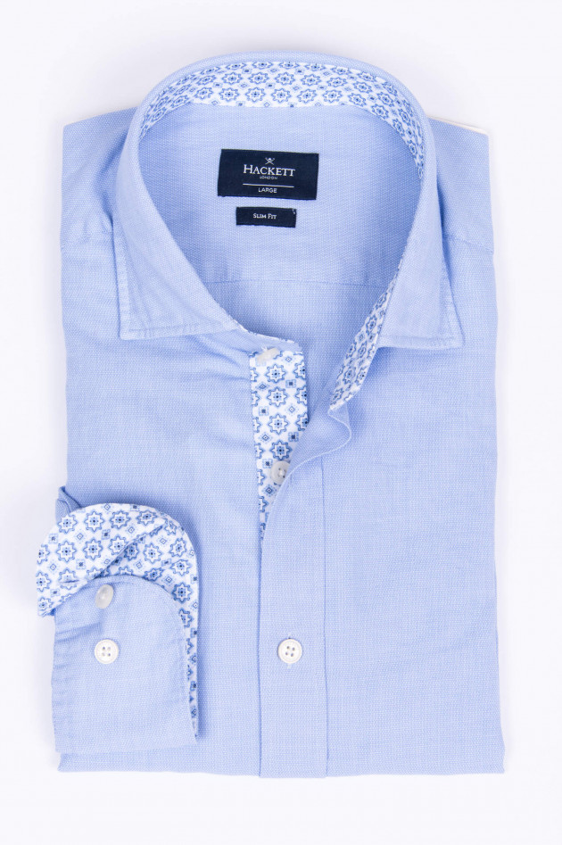 Hackett London Hemd mit Kontrast-Details in Hellblau