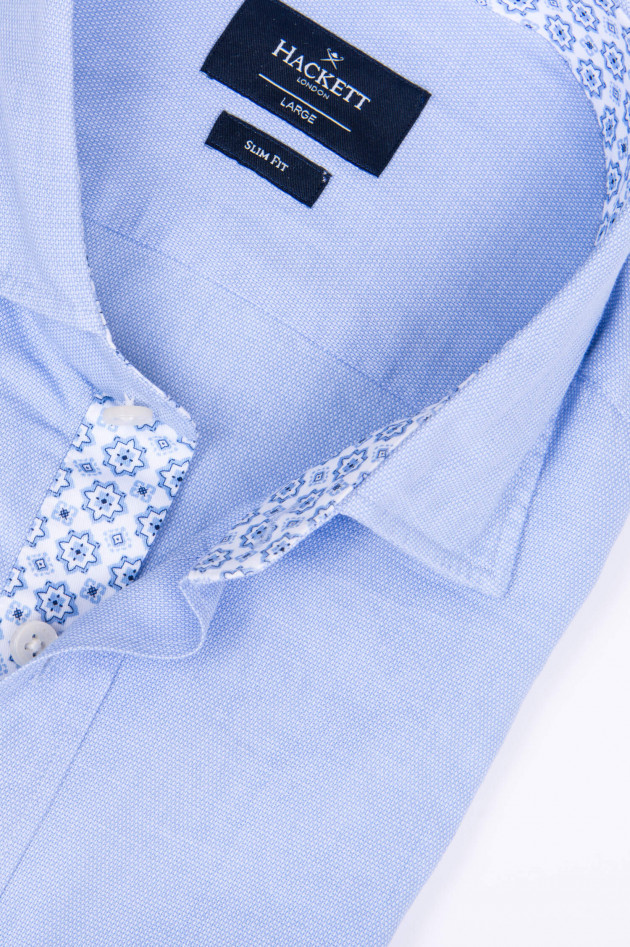 Hackett London Hemd mit Kontrast-Details in Hellblau