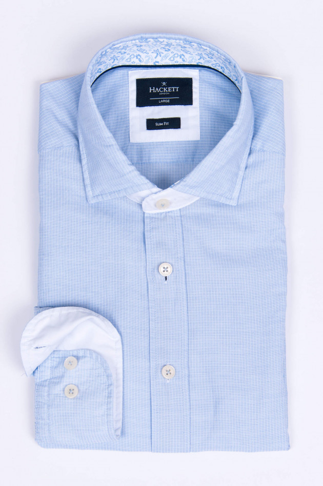 Hackett London Hemd mit Kontrast-Knopfleiste in Hellblau