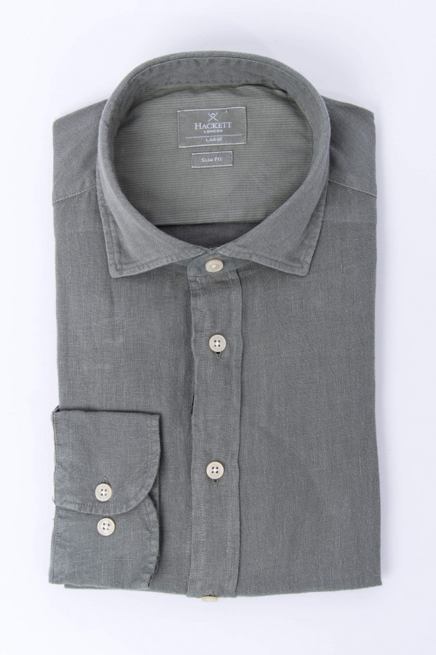 Hackett London Leinenhemd in Oliv