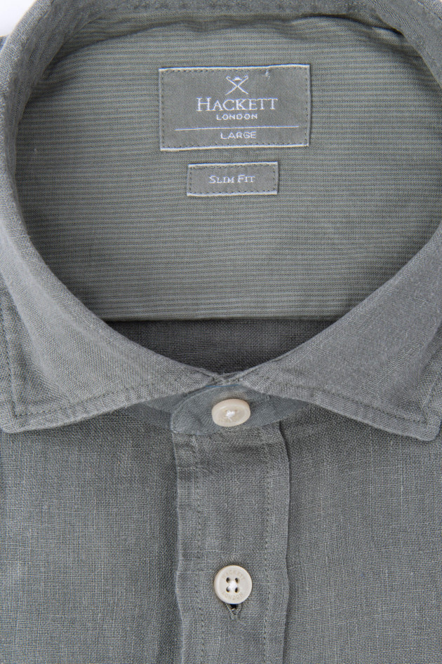 Hackett London Leinenhemd in Oliv