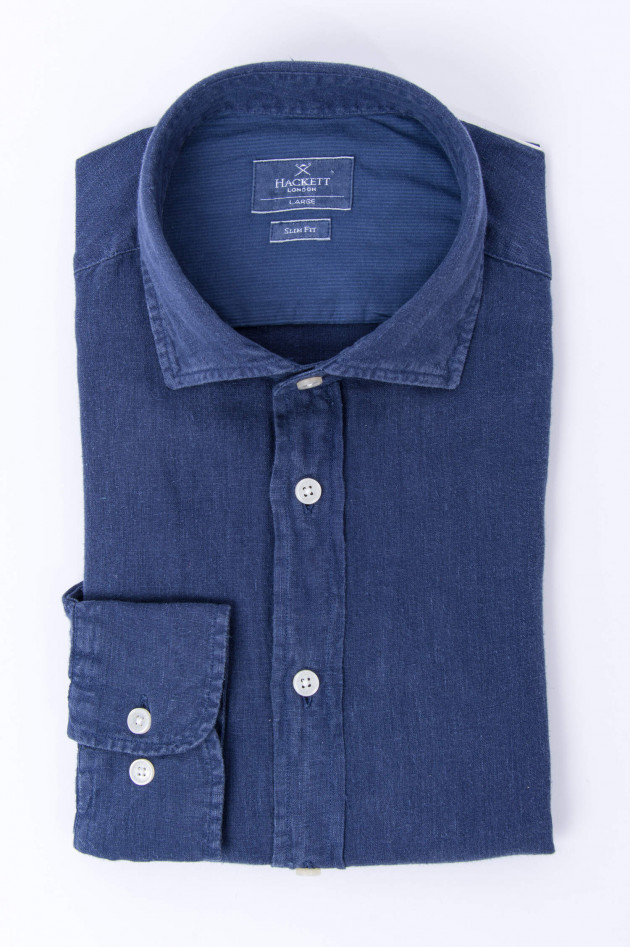 Hackett London Leinenhemd in Navy