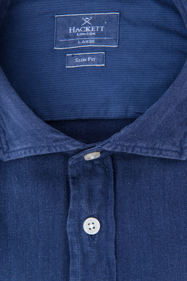 Hackett London Leinenhemd in Navy