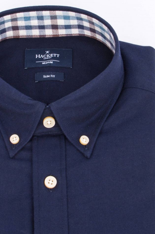 Hackett London Baumwollhemd mit Karo-Details in Navy