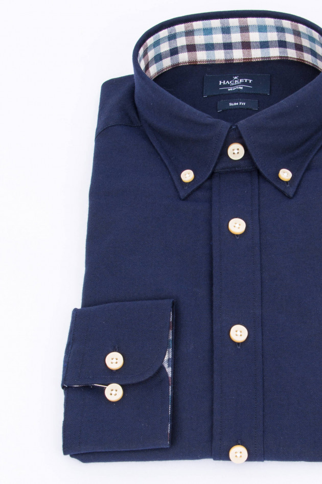 Hackett London Baumwollhemd mit Karo-Details in Navy