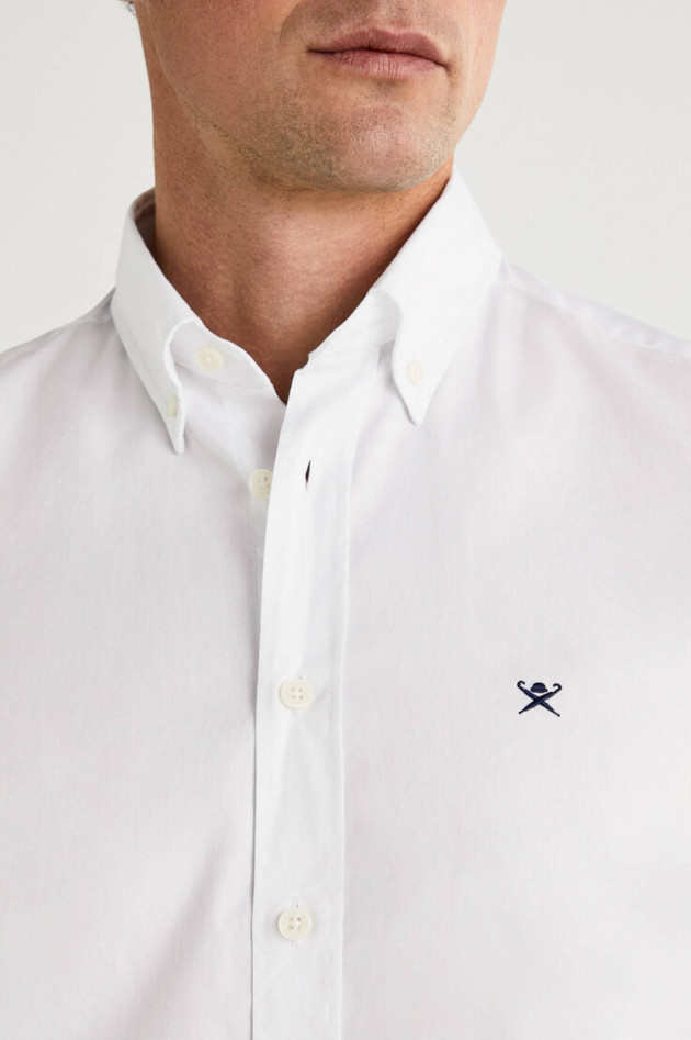 Hackett London Oxford-Hemd mit Logo-Stitching in Weiß
