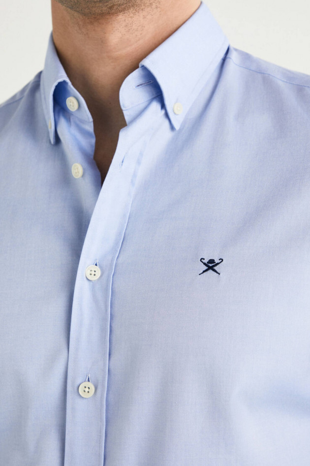 Hackett London Oxford-Hemd mit Logo-Stitching in Hellblau