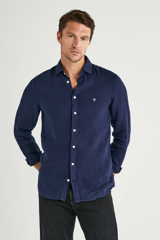 Hackett London Leinenhemd in Navy