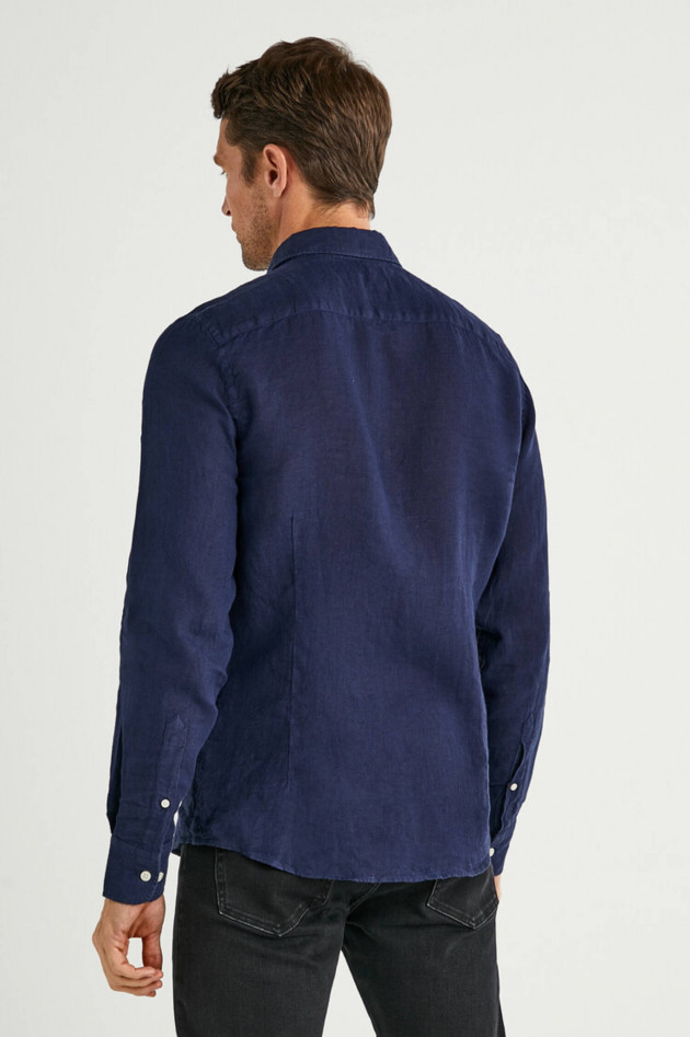 Hackett London Leinenhemd in Navy