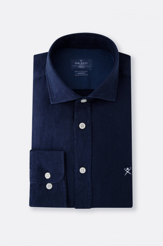 Hackett London Leinenhemd in Navy