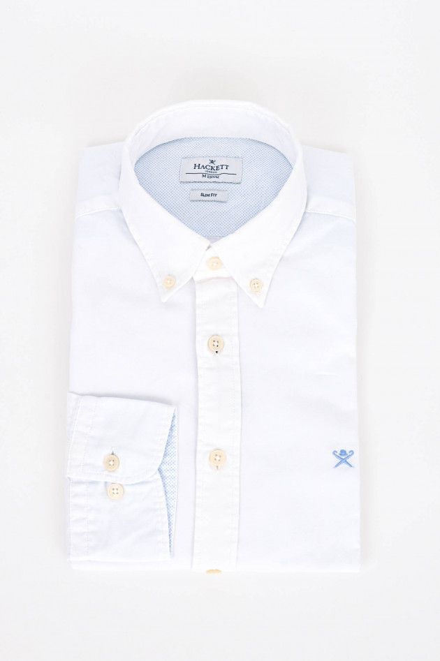 Hackett London Oxford Hemd mit Stitching in Weiß