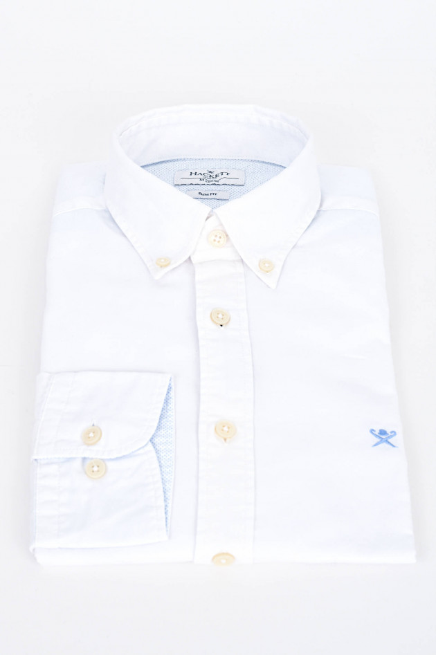 Hackett London Oxford Hemd mit Stitching in Weiß