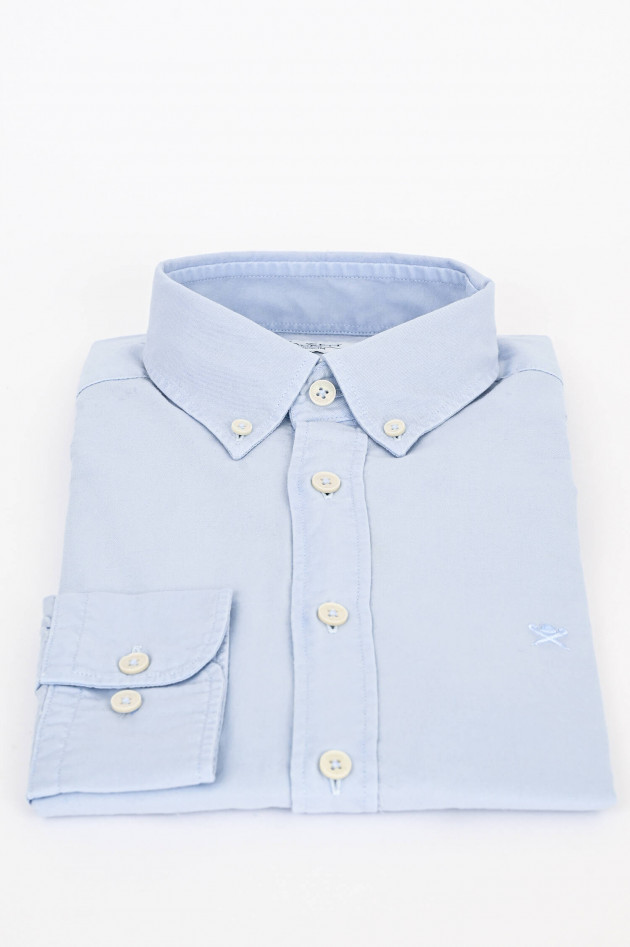 Hackett London Oxford Hemd mit Stitching in Hellblau